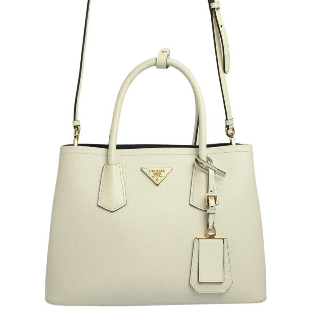 Prada Saffiano Cuir Leather Double 2way Shoulder Bag